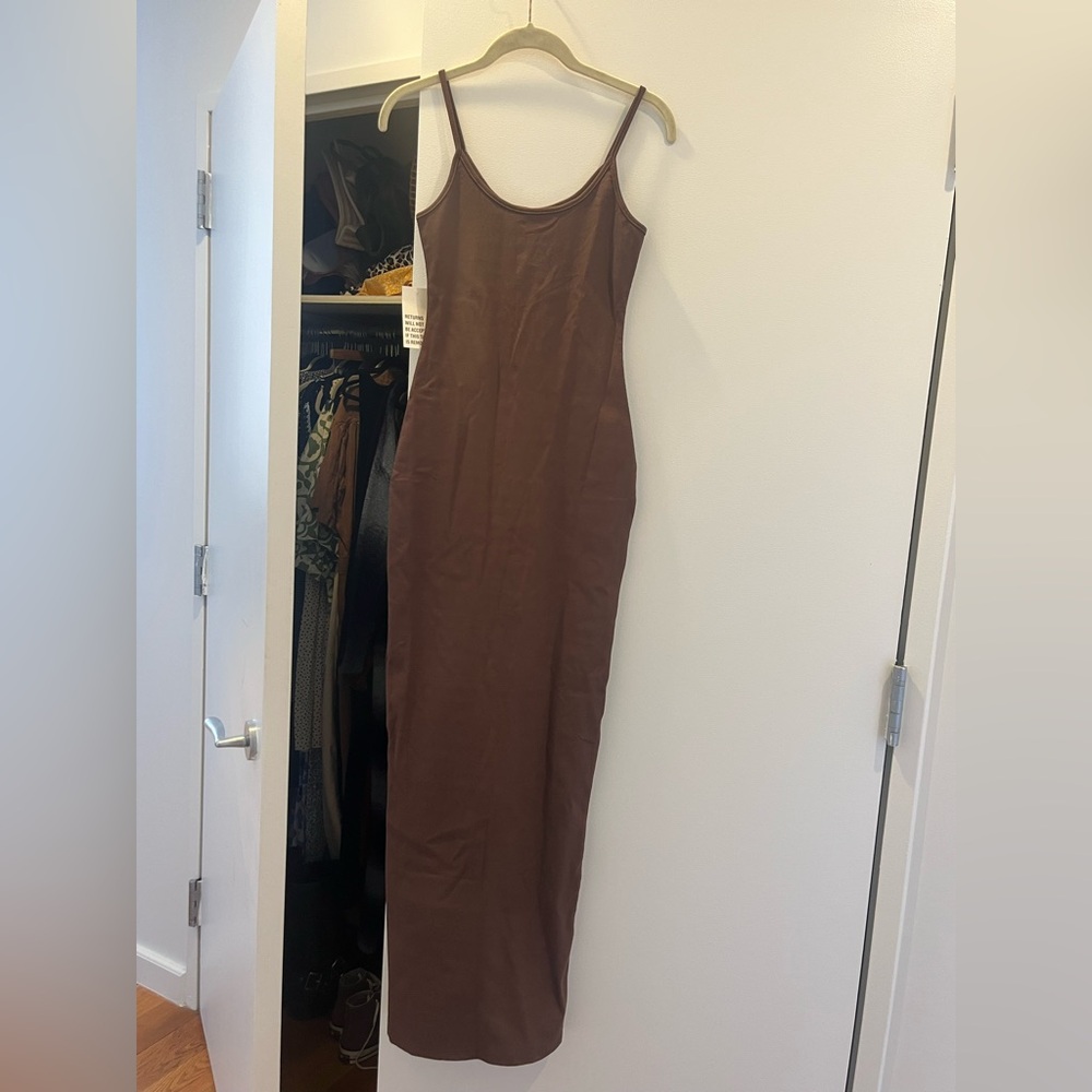 Bumpsuit Maternity Sculpting Rib Maxi Dress in Chocolate Brown
